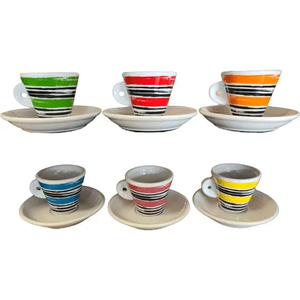 Nuova Point - 6 Tassen - 6 Farben Espresso Tasse - Sonderkollektion Porzellan Espressotasse Nuova Point - Rheinland.Coffee