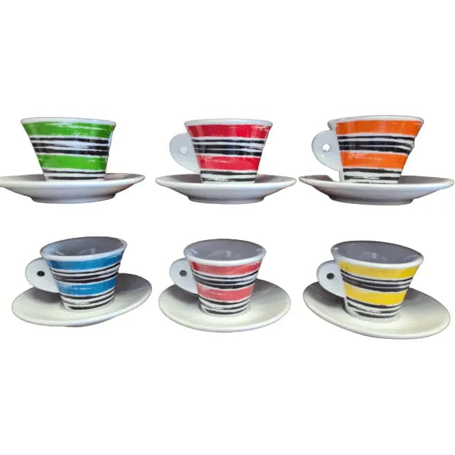 Nuova Point - 6 Tassen - 6 Farben Cappuccino Tasse - Sonderkollektion Porzellan Cappuccinotasse Nuova Point - Rheinland.Coffee
