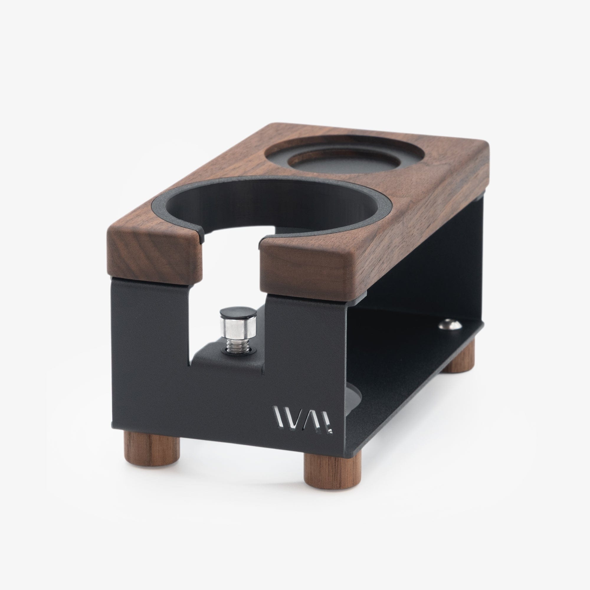 Tamperstation LANG von Wiedemann mit Ring und Tamper-Stand Tamper Station Wiedemann Manufaktur Schwarz Nussbaum - Rheinland.Coffee