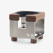 Tamperstation von Wiedemann Version 2 mit Ring Wiedemann Manufaktur Tamper Station Edelstahl Nussbaum Rheinland Coffee