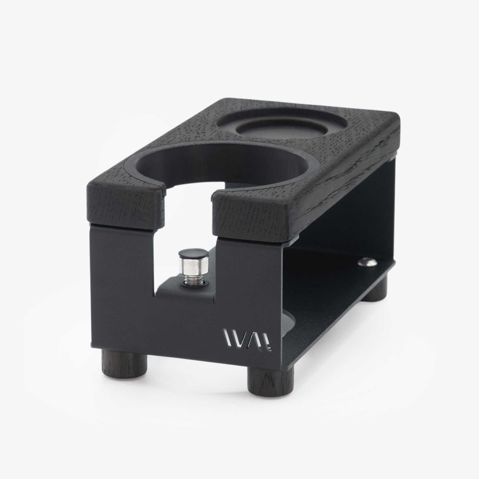 Tamperstation LANG von Wiedemann mit Ring und Tamper-Stand Tamper Station Wiedemann Manufaktur Schwarz Räuchereiche - Rheinland.Coffee