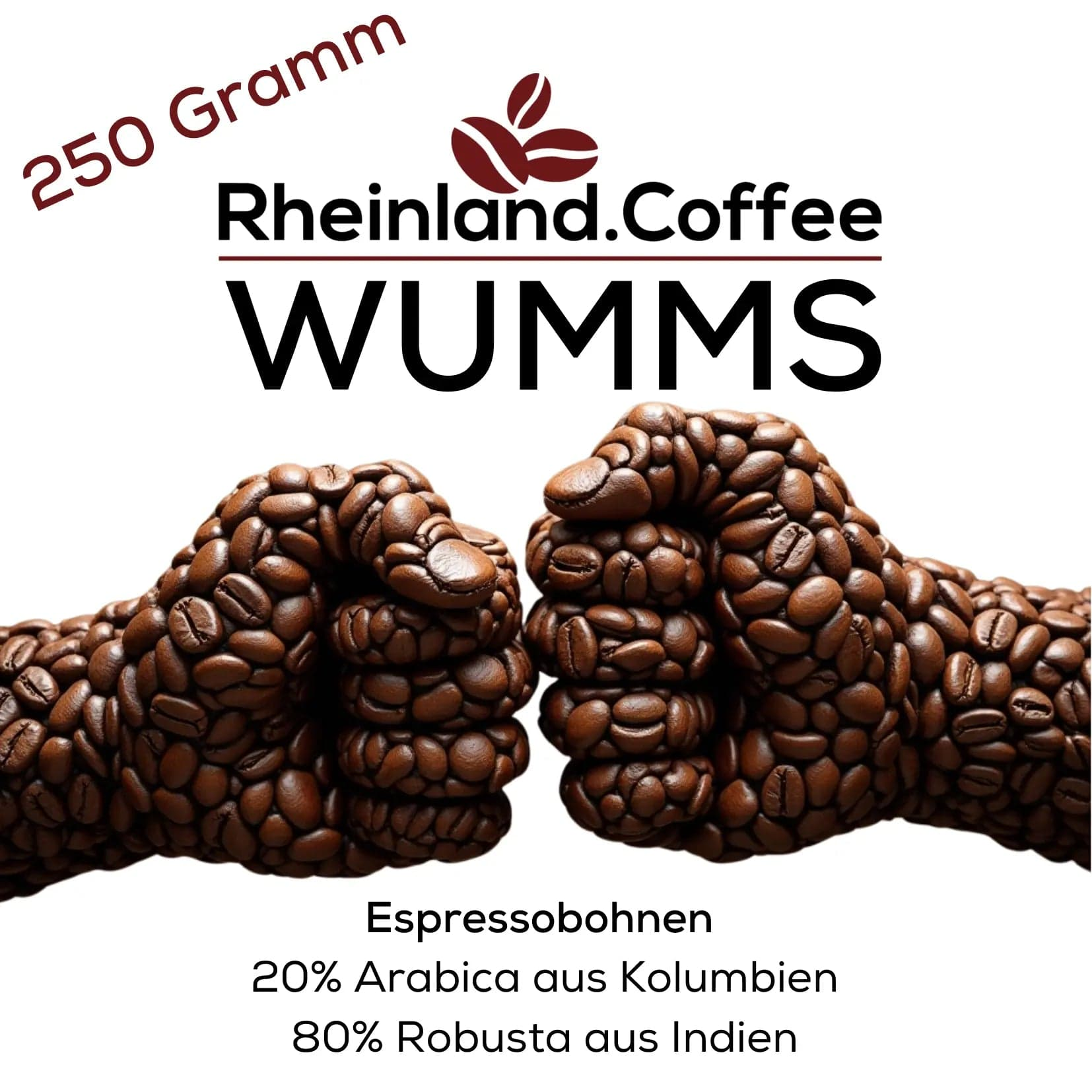 WUMMS - Espressobohnen dunkle Schokolade, Nougat und Nüsse Kaffee Rheinland.Coffee 250 Gramm - Rheinland.Coffee