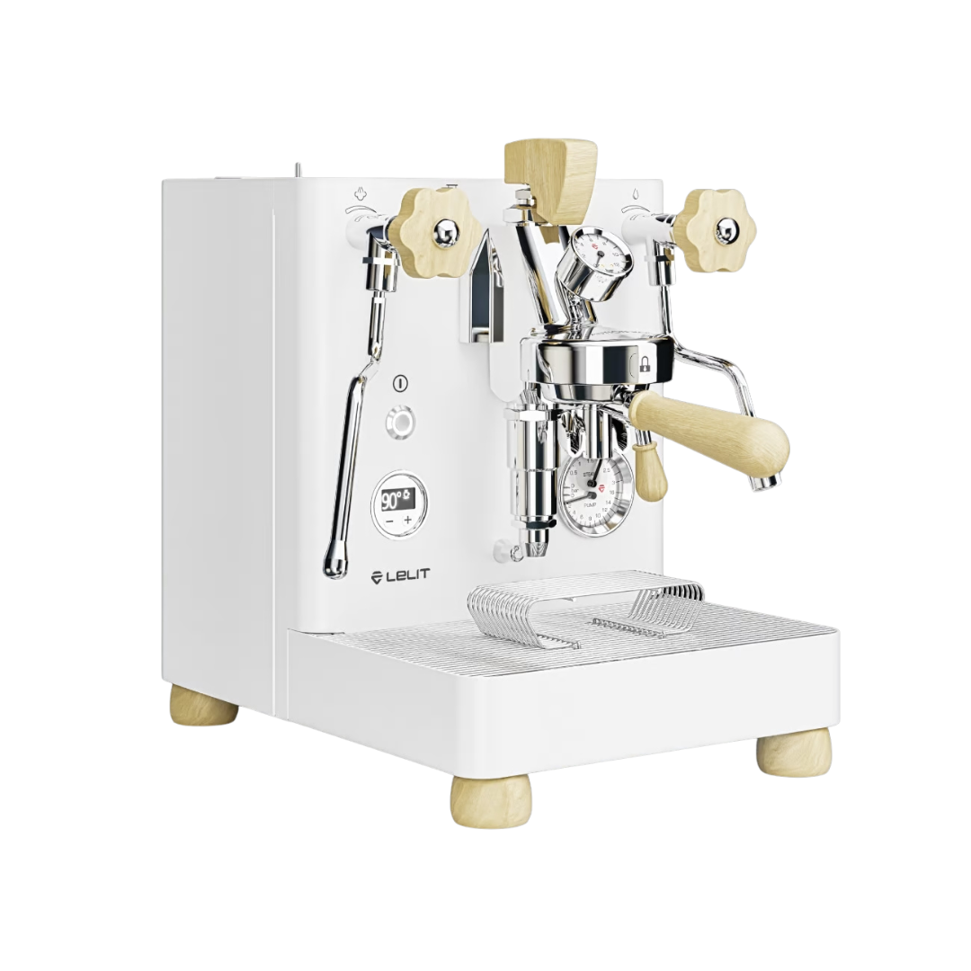 Lelit Bianca Espressomaschine – Edelstahl, Doppelmanometer, Holzdetails Espressomaschinen Lelit Weiß - Rheinland.Coffee