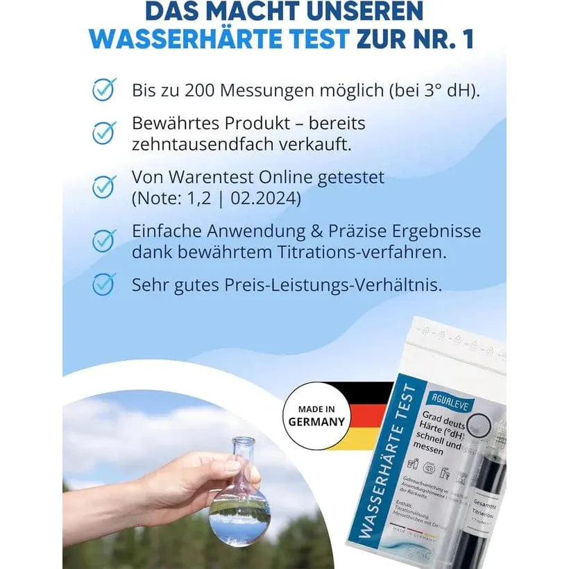 AGUALEVE Wasserhärte Test - Grad deutscher Härte Reiniger und Entkalker Agualeve - Rheinland.Coffee