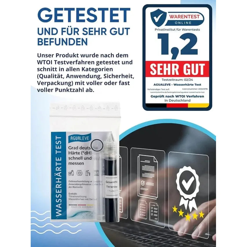 AGUALEVE Wasserhärte Test - Grad deutscher Härte Reiniger und Entkalker Agualeve - Rheinland.Coffee
