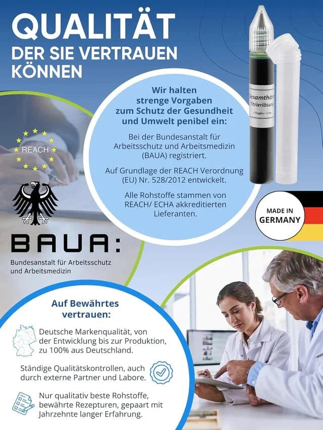 AGUALEVE Wasserhärte Test - Grad deutscher Härte Agualeve Reiniger und Entkalker Rheinland Coffee