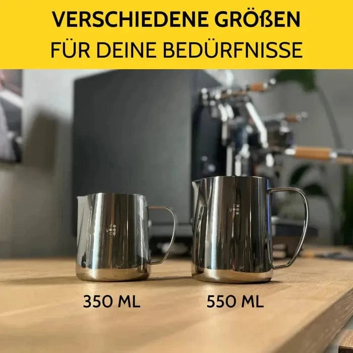 Milchkännchen Edelstahl Silber 350 ml oder 590 ml mit Skala von COYOOCO Milchkännchen COYOOCO - Rheinland.Coffee
