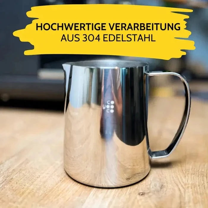 Milchkännchen Edelstahl Silber 350 ml oder 590 ml mit Skala von COYOOCO Milchkännchen COYOOCO - Rheinland.Coffee
