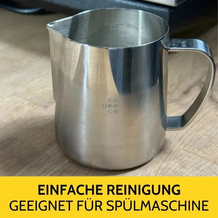 Milchkännchen Edelstahl Silber 350 ml oder 590 ml mit Skala von COYOOCO Milchkännchen COYOOCO - Rheinland.Coffee