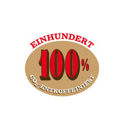 100 % Decaf von Dr. Kaffees Röstorium – Siegel: einhundert Prozent, CO₂-entkoffeiniert
