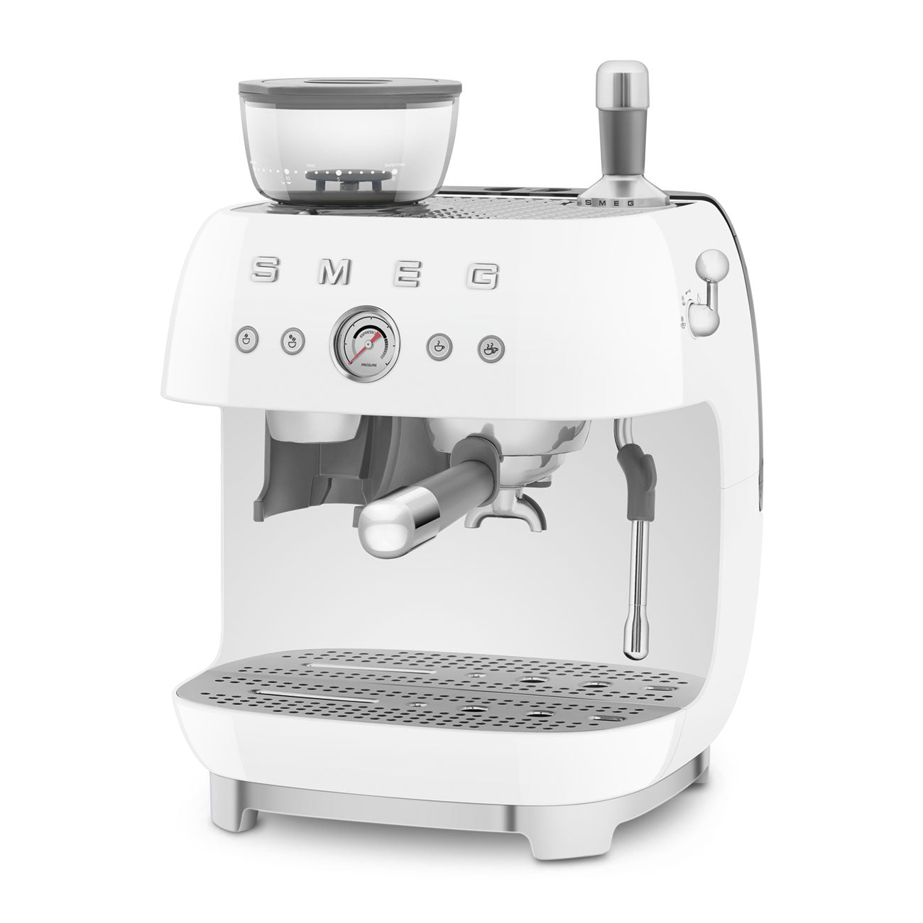 SMEG Siebträger Espressomaschine mit Mühle 50's Style Espressomaschinen SMEG Weiß   - Rheinland.Coffee