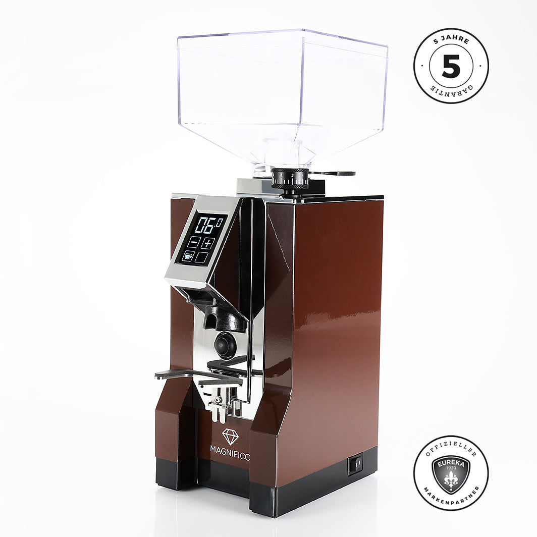 Eureka Mignon Magnifico - Verschiedene Farben und Ausführungen Kaffeemühlen Eureka Braun Auswurf Chrom 16 CR  - Rheinland.Coffee