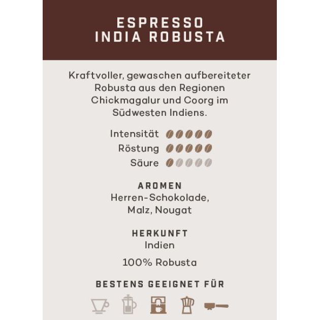Espresso India Robusta - Kölner Kaffeemanufaktur Kaffee Kölner Kaffeemanufaktur    - Rheinland.Coffee