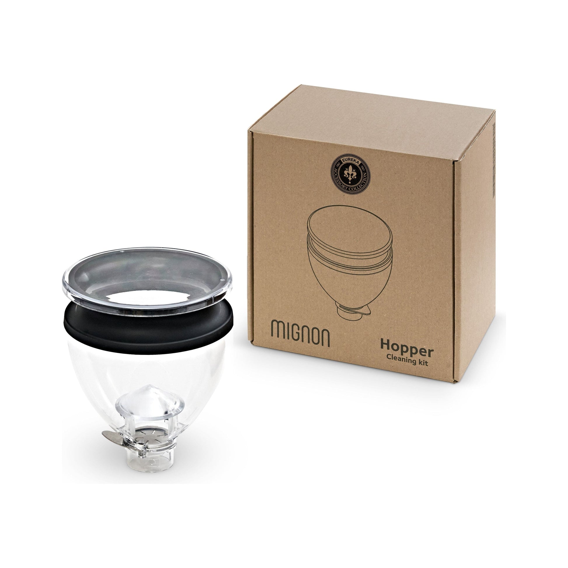 Eureka Hopper Cleaning KIT - Hopper mit Ausblasfunktion für Eureka Mignon Kaffeemühlenzubehör Eureka Transparent - Rheinland.Coffee