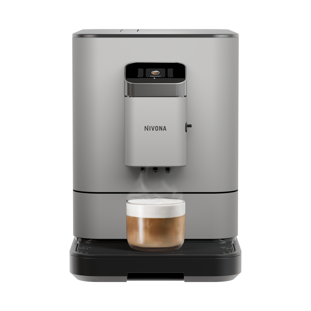 Nivona NIVO 7'105 bereitet einen Cappuccino im Glas zu