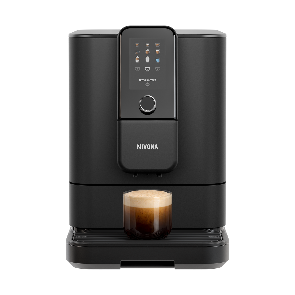 Nivona NIVO 8'111 mit Nitro Coffee im Glas unter dem Auslauf