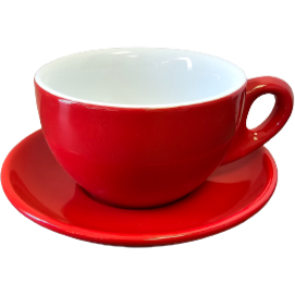 Milchkaffee Tasse Rot - Weiß von Nuova Point 290 ml  - Serie Palermo Kaffee- und Teetassen Nuova Point    - Rheinland.Coffee