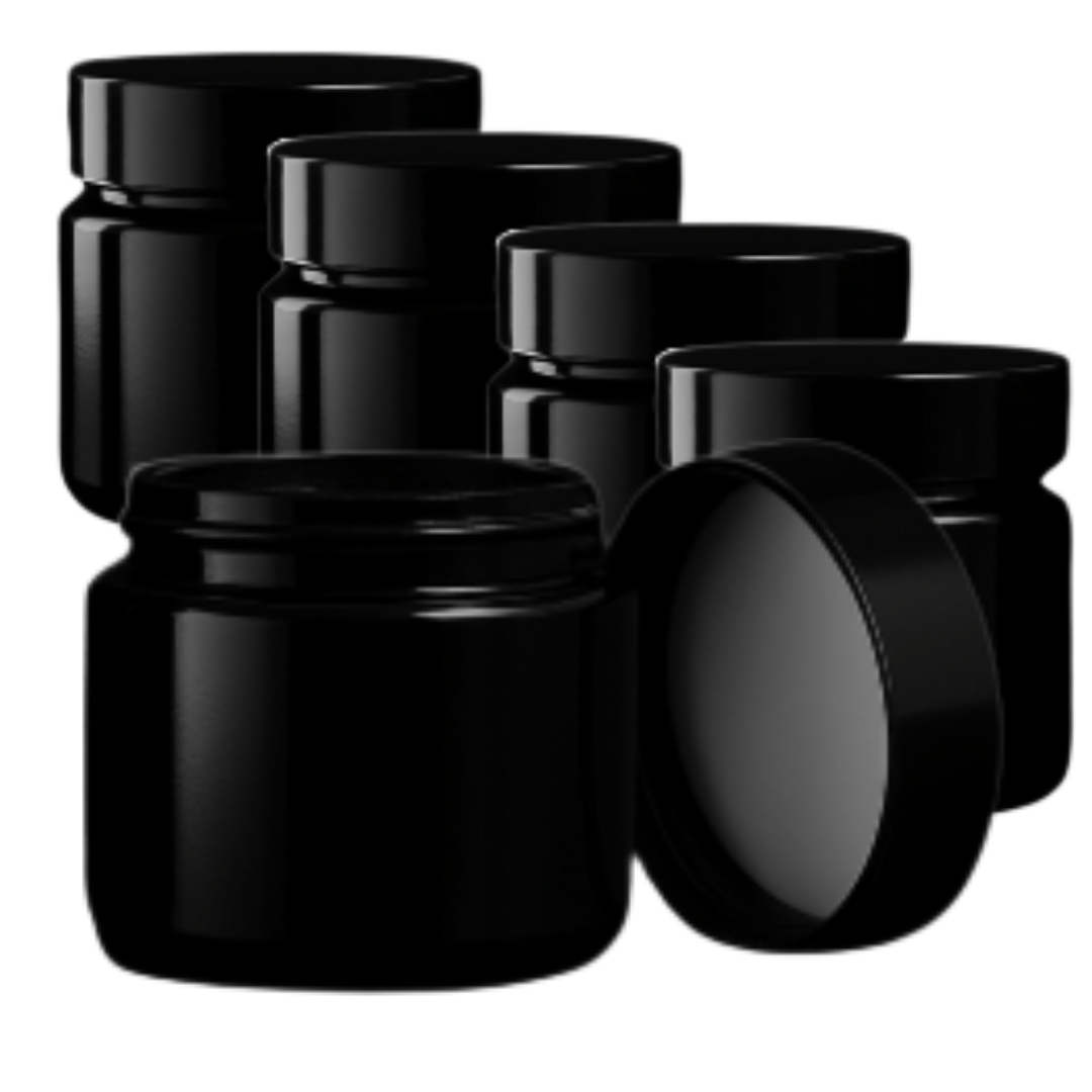 Bohnenbehälter für Single Dose – Tiegel Glas Schwarz - 5er Pack Dosierbecher Rheinland.Coffee - Rheinland.Coffee