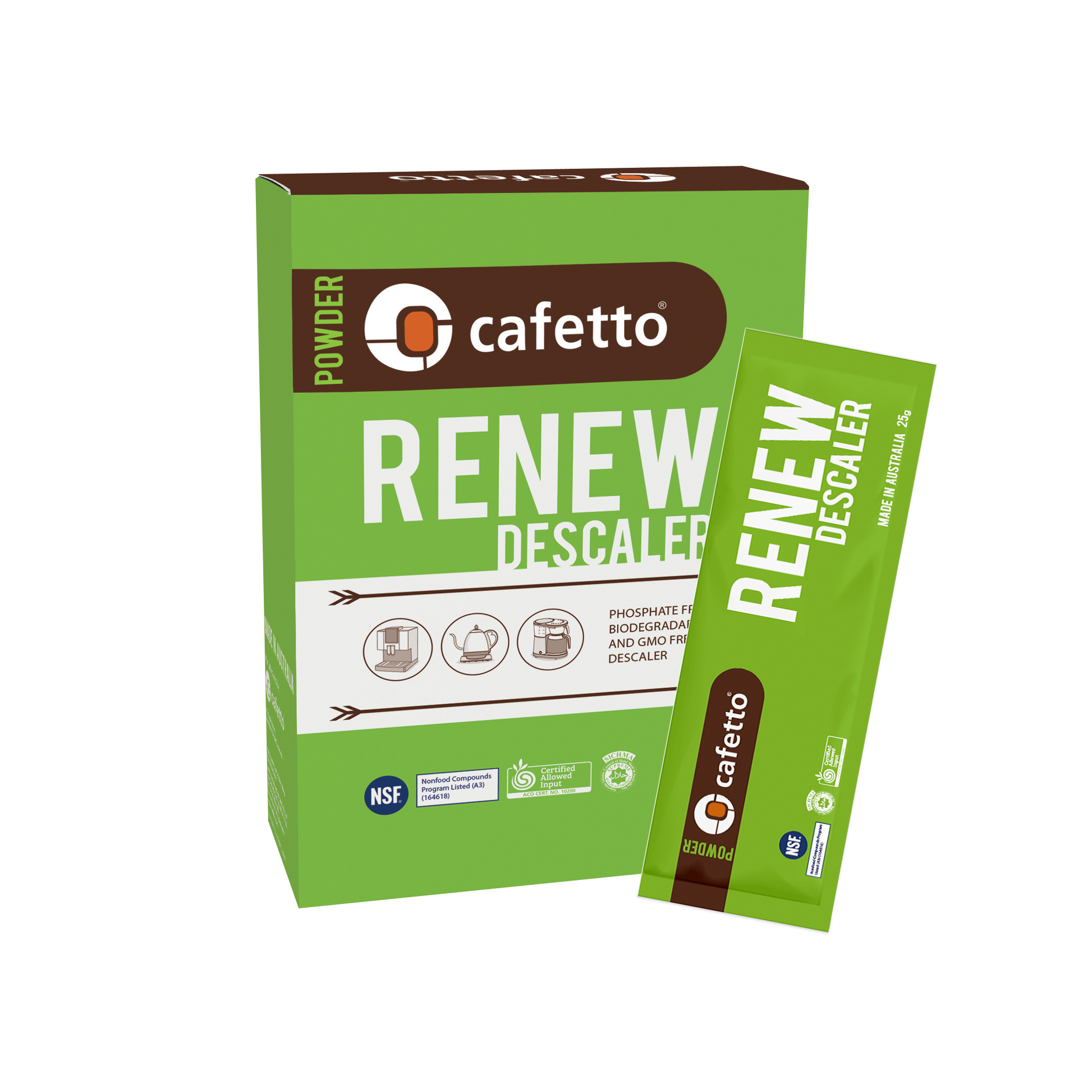 Cafetto Renew Descaler - Dosierter Pulverentkalker für die Entkalkung deiner Espressomaschine Reiniger und Entkalker cafetto - Rheinland.Coffee