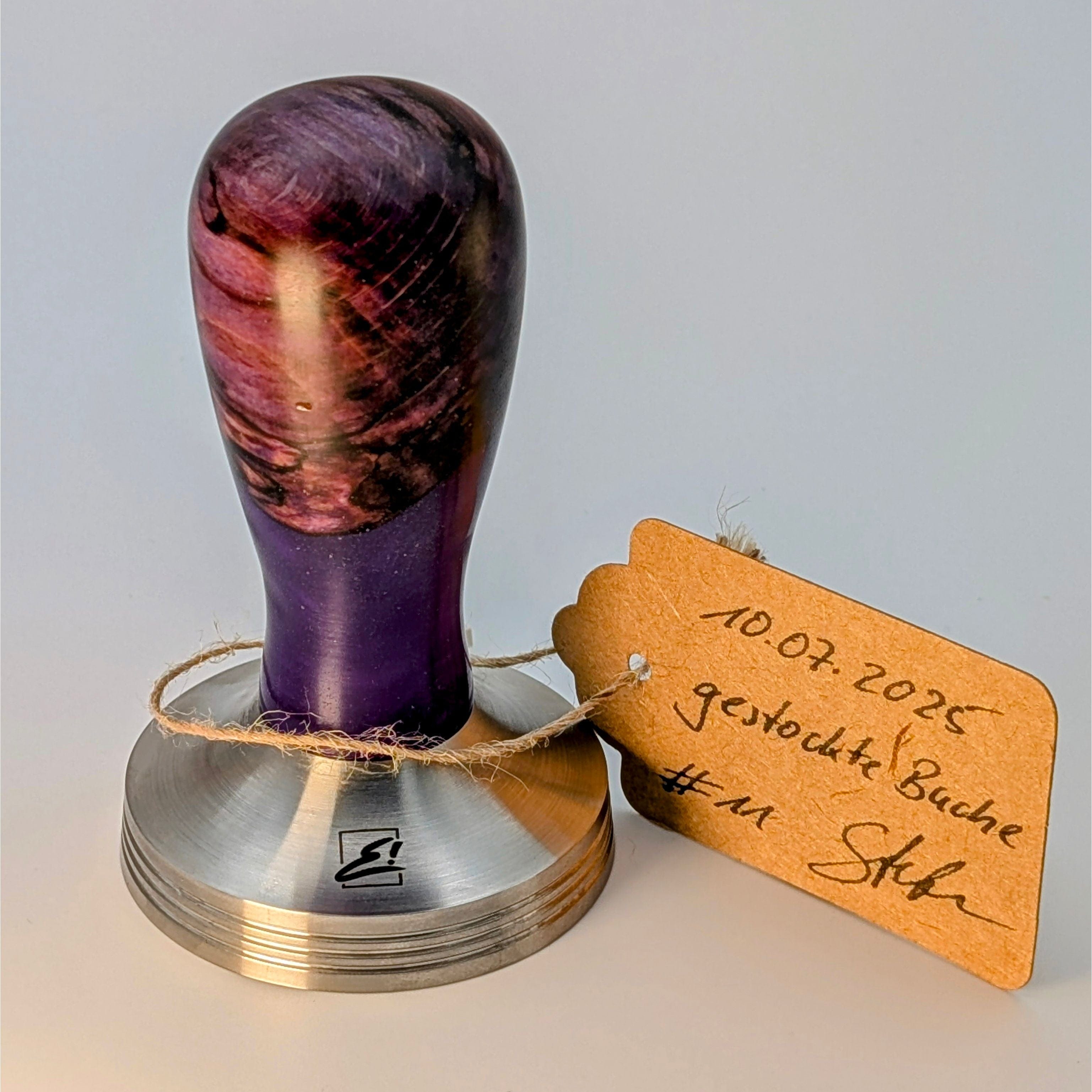 Epoxy Elegance Tamper #11 – Gestockte Buche & Violett Tamper EMMERICH Art - Rheinland.Coffee