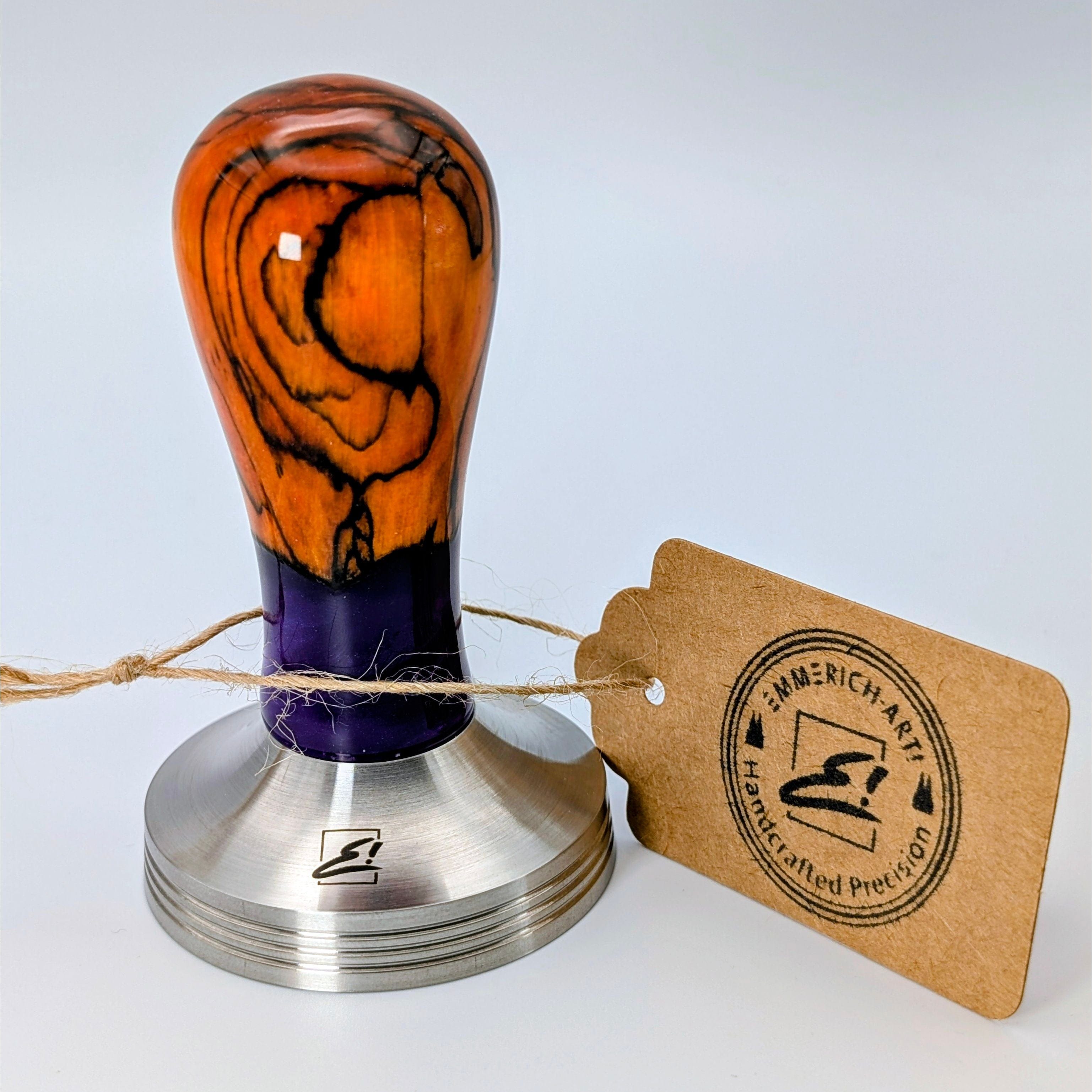 Epoxy Elegance Tamper #17 – Gestockte Buche & Petrolblau Tamper EMMERICH Art - Rheinland.Coffee