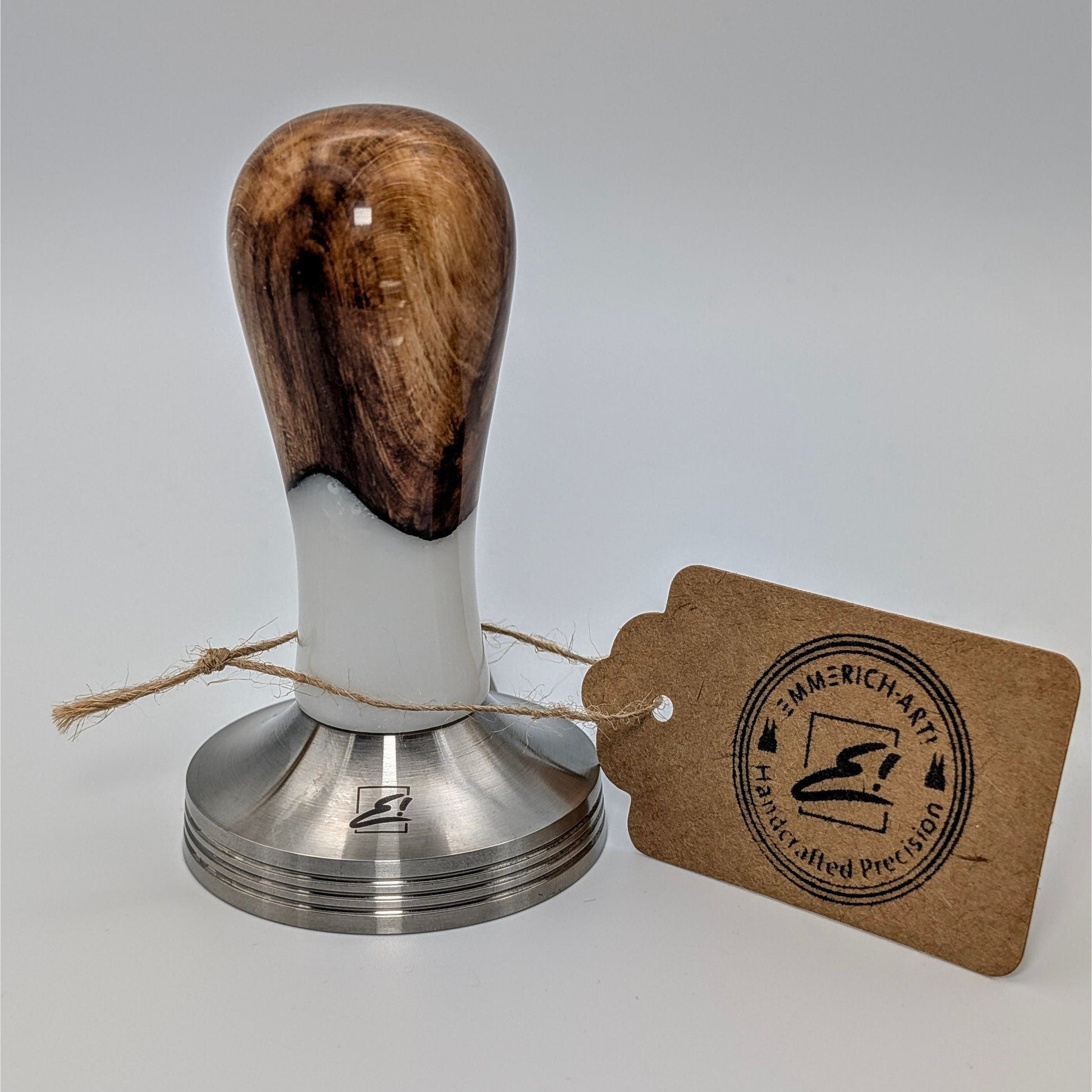 Epoxy Elegance Tamper #18 – Gestockte Buche & Milchglasweiß Tamper EMMERICH Art - Rheinland.Coffee