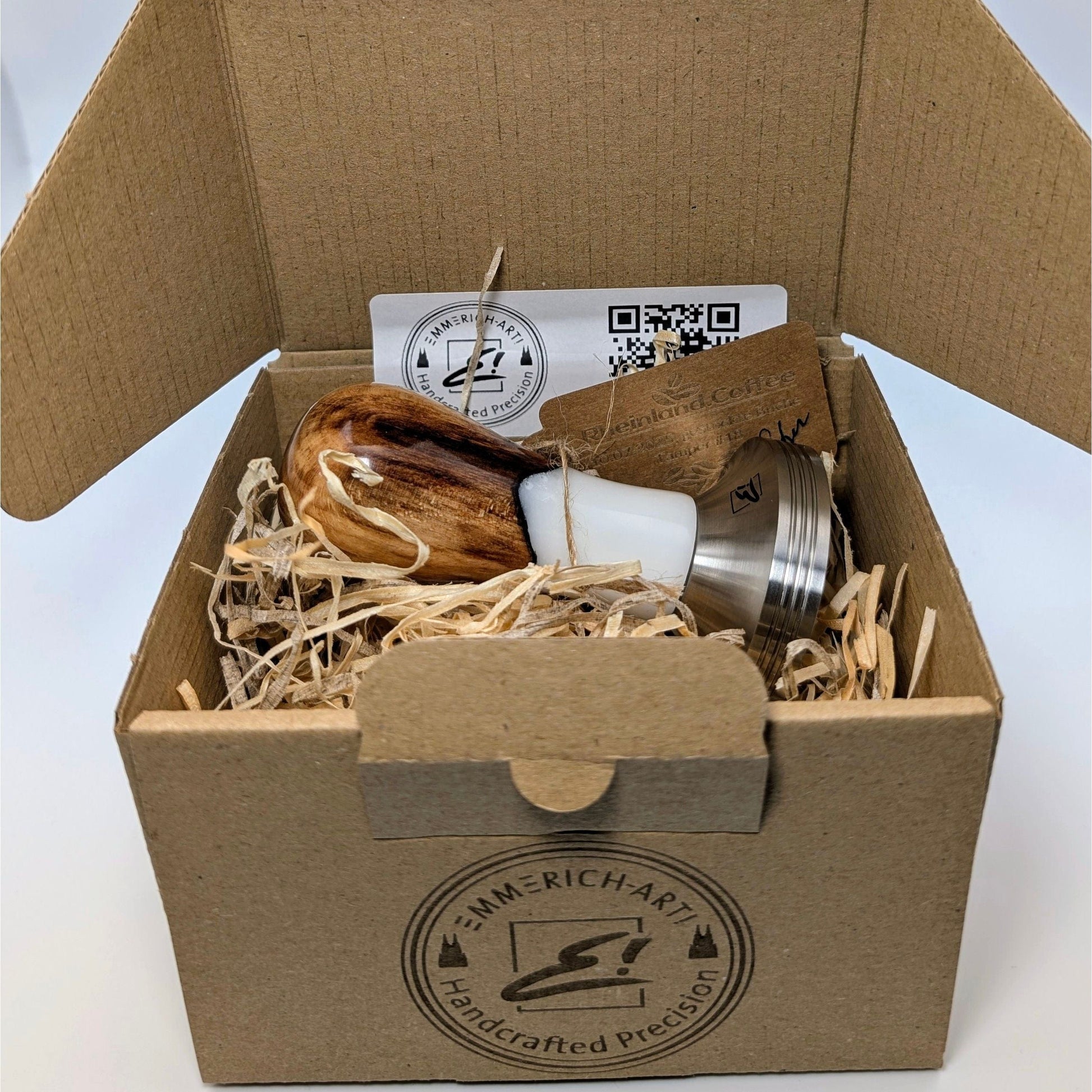 Epoxy Elegance Tamper #18 – Gestockte Buche & Milchglasweiß Tamper EMMERICH Art - Rheinland.Coffee