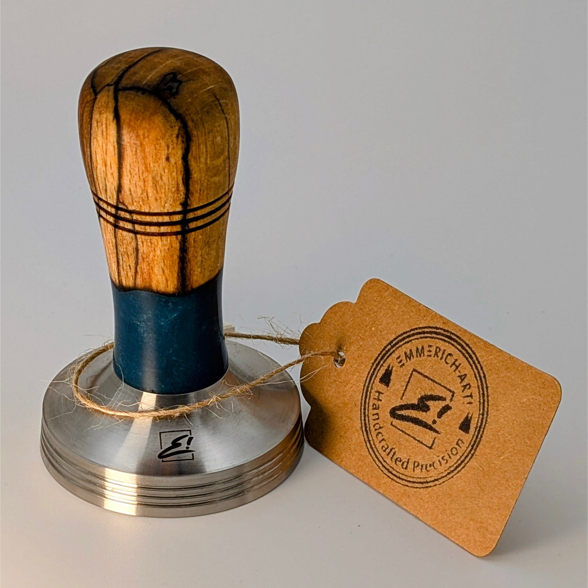 Epoxy Elegance Tamper #6 – Gestockte Buche & Tiefblau Tamper EMMERICH Art - Rheinland.Coffee