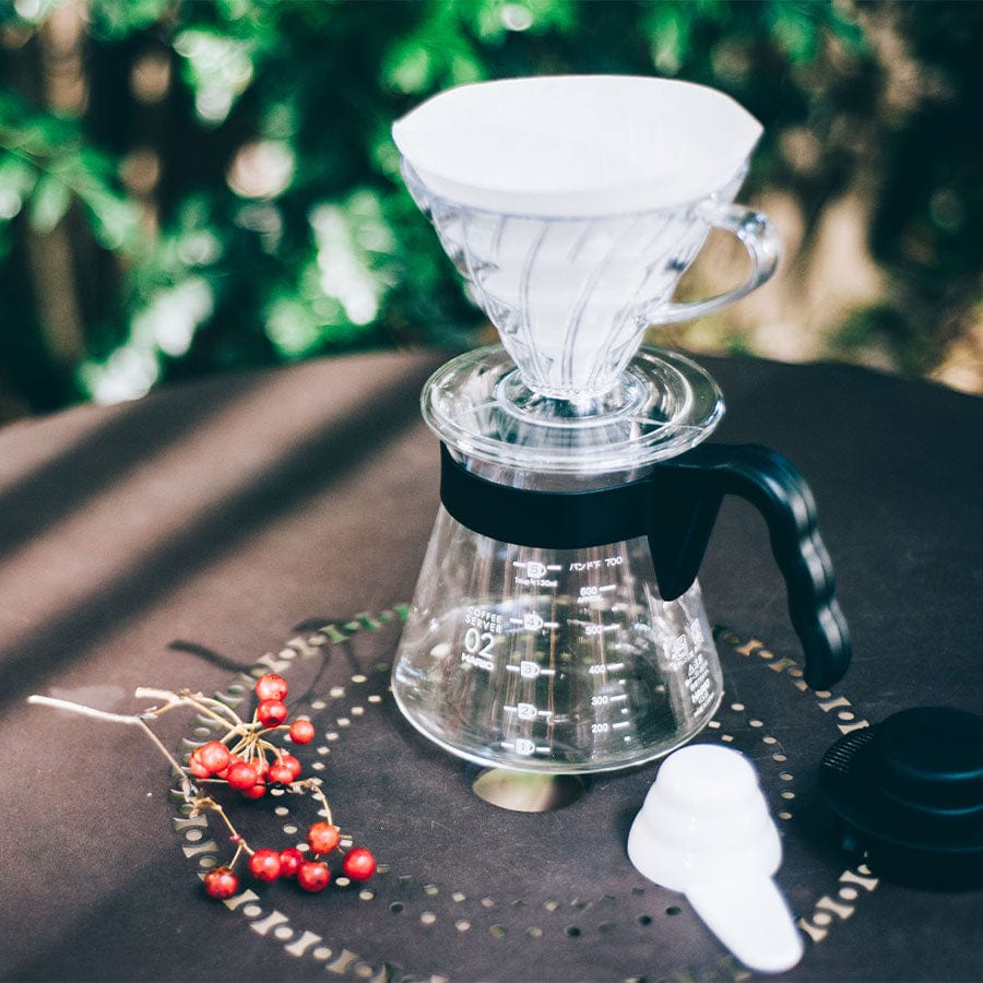 Hario V60 Coffee Dripper und Server SET Glas Schwarz Kaffee mobil Hario - Rheinland.Coffee