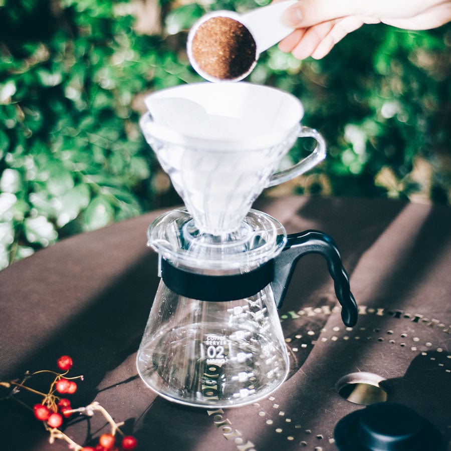 Hario V60 Coffee Dripper und Server SET Glas Schwarz Kaffee mobil Hario - Rheinland.Coffee