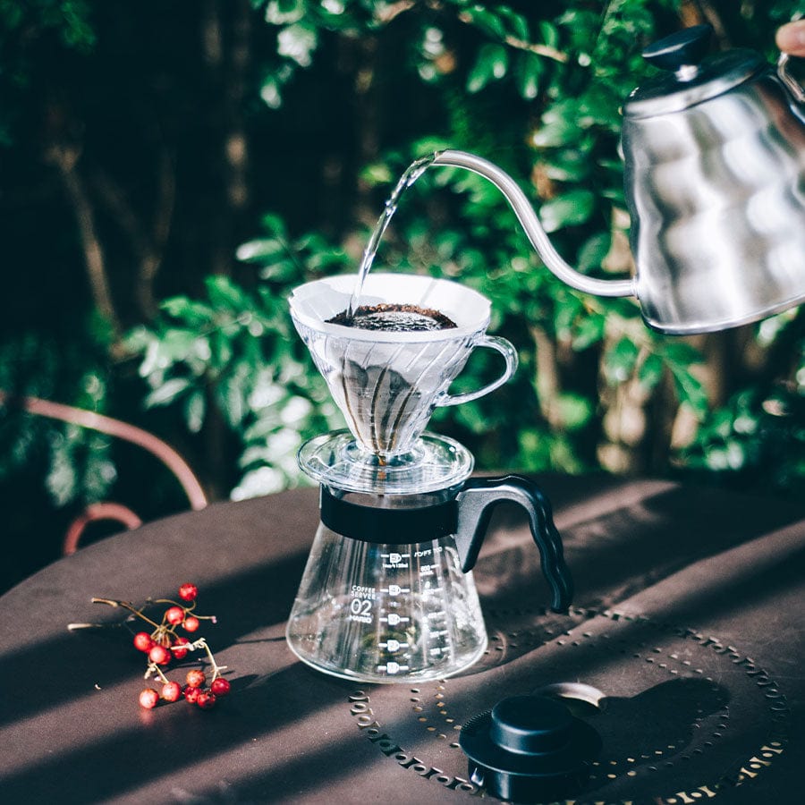 Hario V60 Coffee Dripper und Server SET Glas Schwarz Kaffee mobil Hario - Rheinland.Coffee
