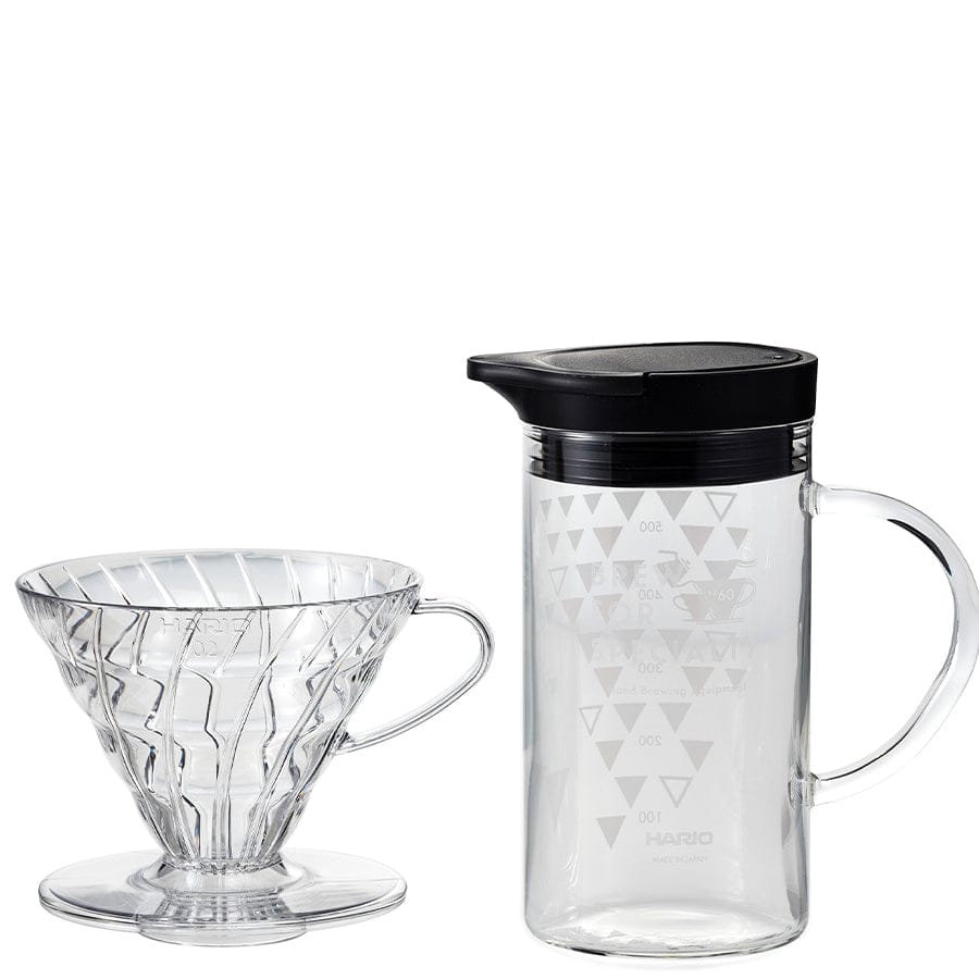Hario V60 Dripper & Thermo Color Server Set 02 - Clear Hario Handfilter Rheinland Coffee