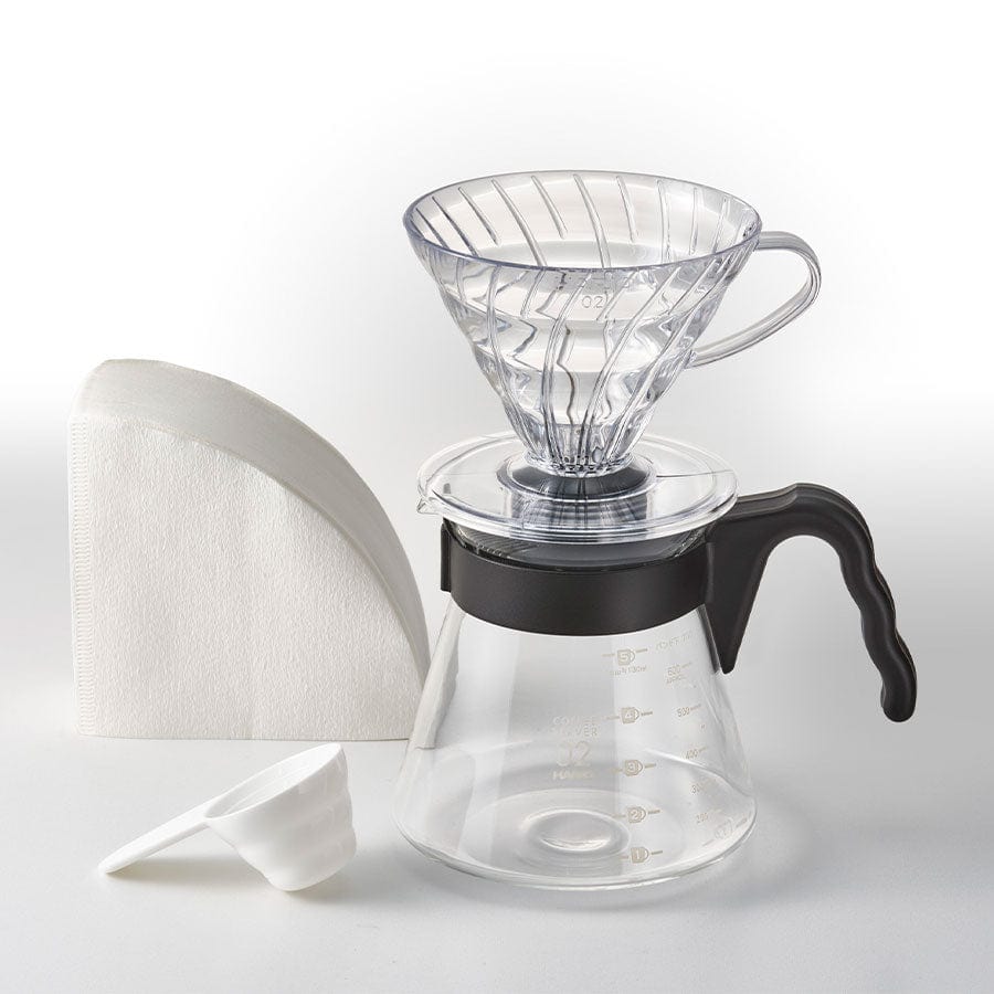 Hario V60 Coffee Dripper und Server SET Glas Schwarz Kaffee mobil Hario - Rheinland.Coffee