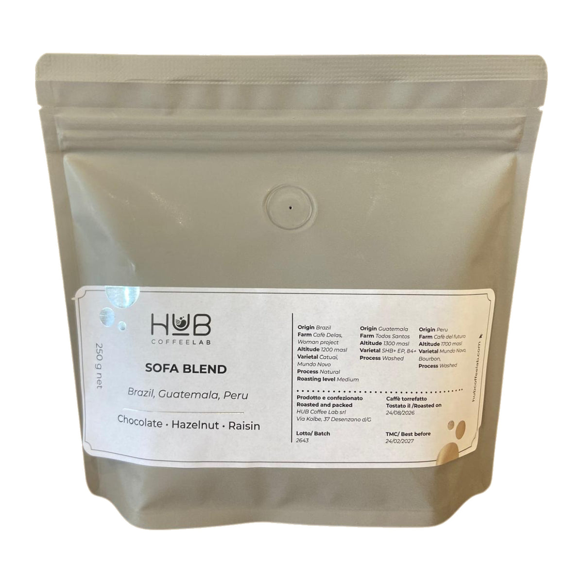 HUB Coffee Lab Sofa Blend – 250-g-Beutel Espressobohnen