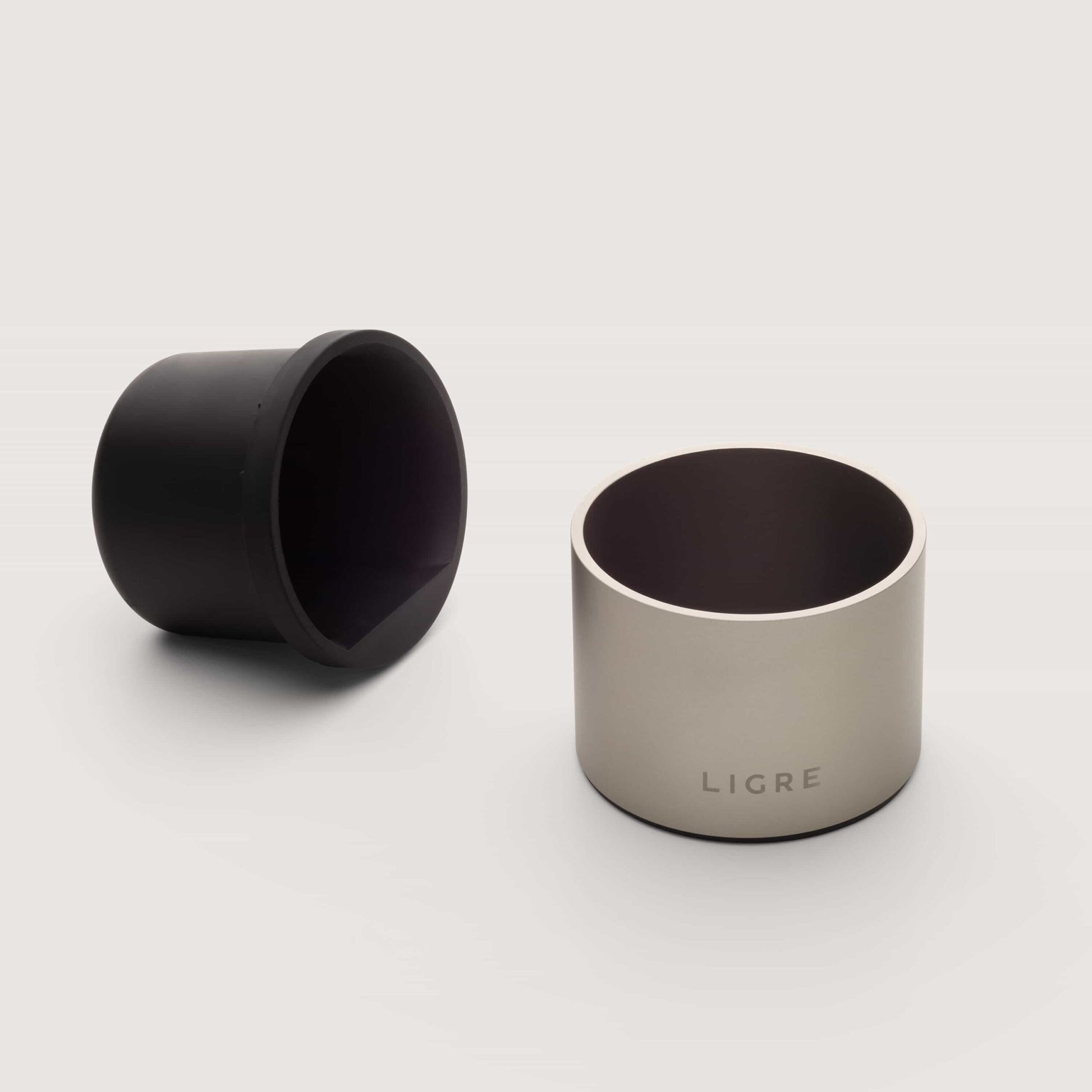 LIGRE Knockbox silver-beige mit herausnehmbarem Einsatz