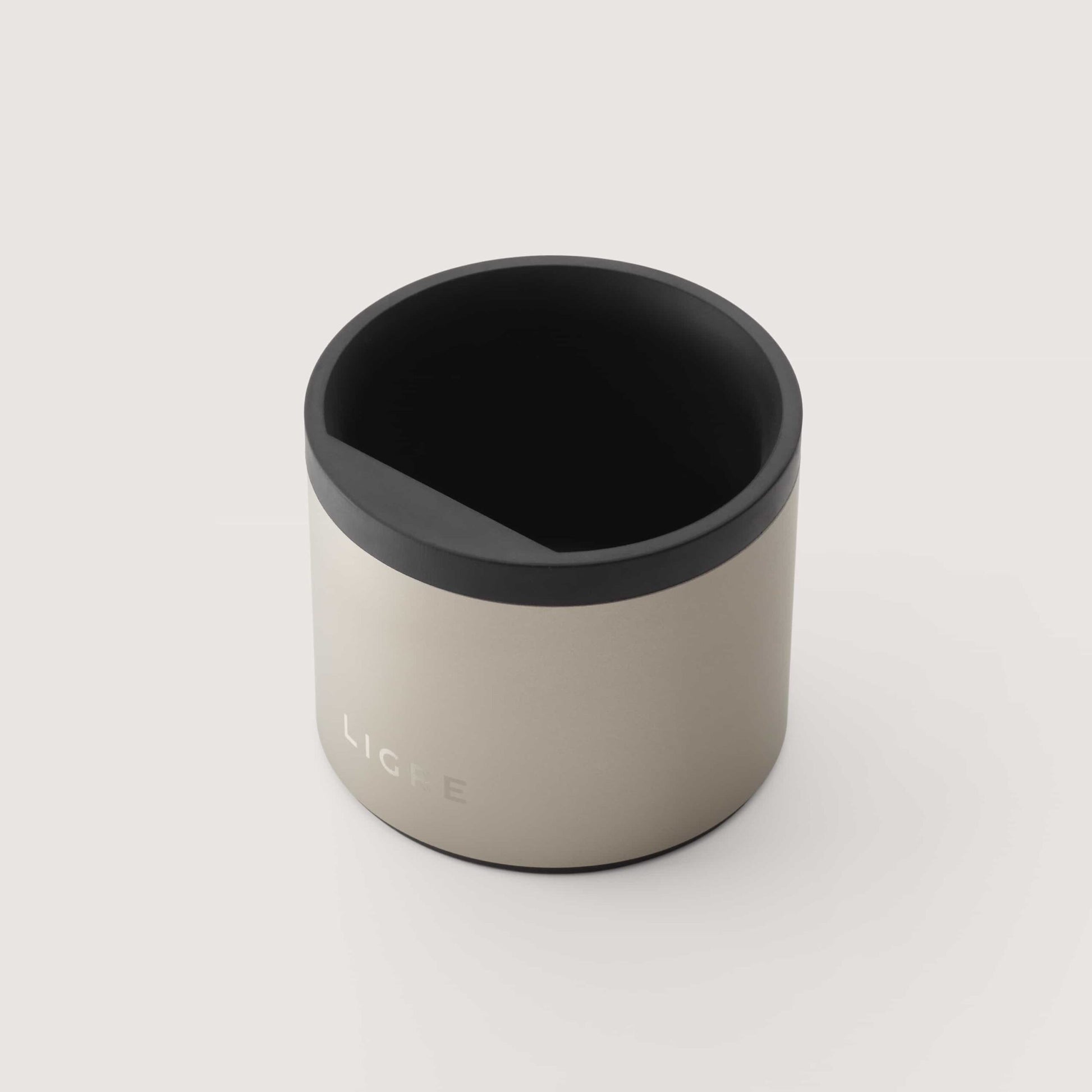 LIGRE Knockbox silver-beige von oben mit Abschlagstange