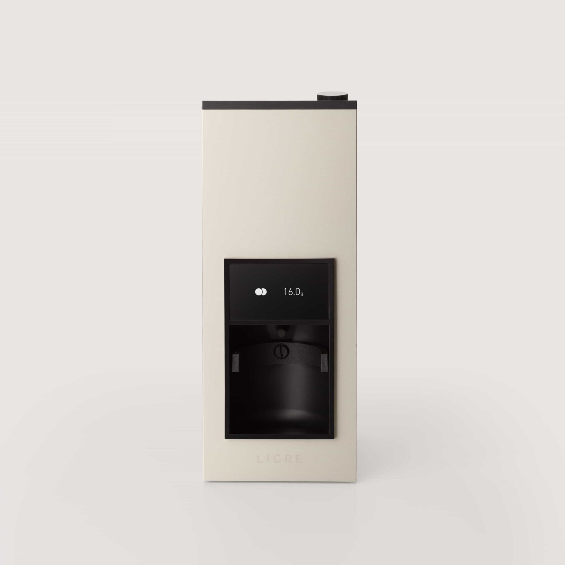 LIGRE siji Kaffeemühle in silver-beige von vorn