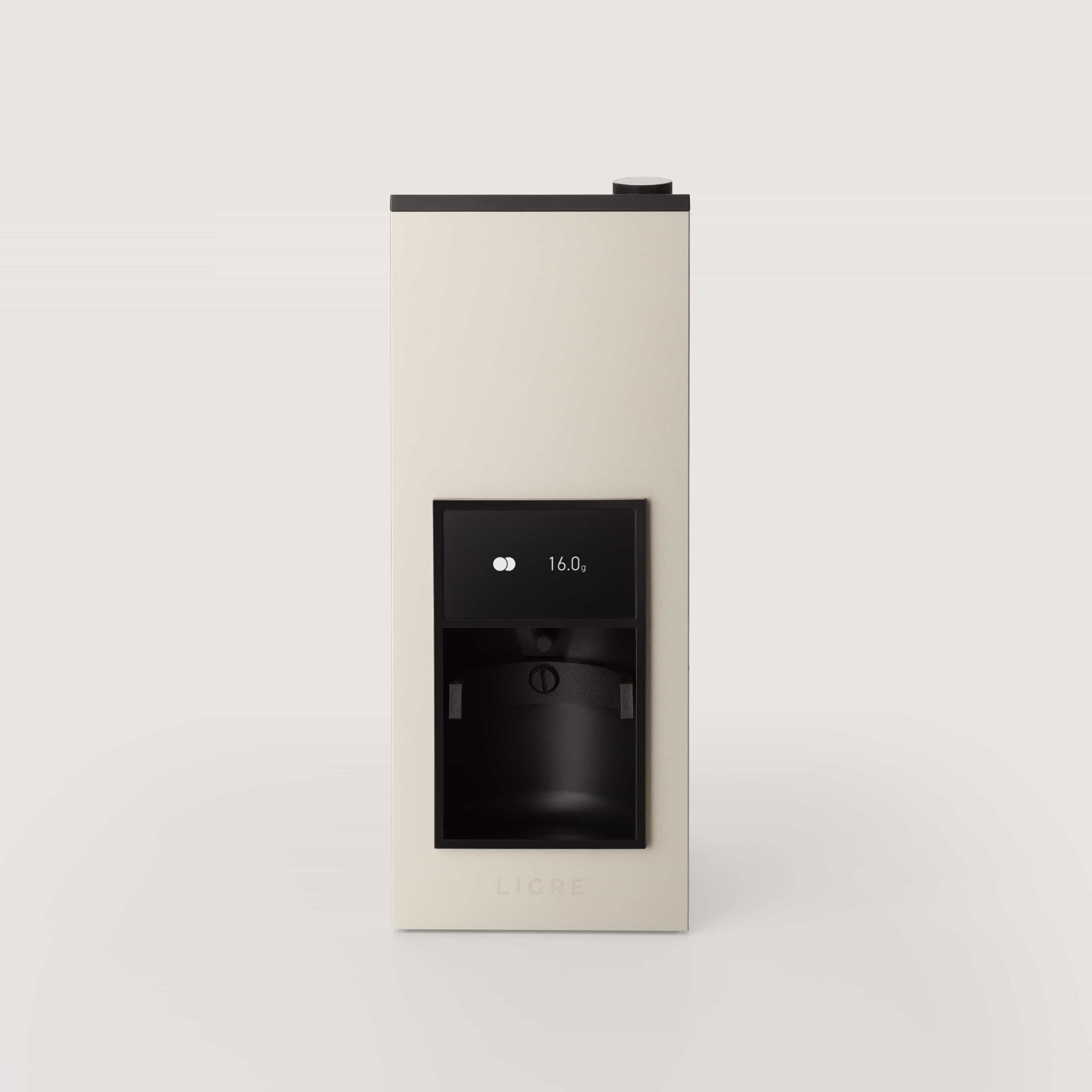 LIGRE siji Kaffeemühle in silver-beige von vorn
