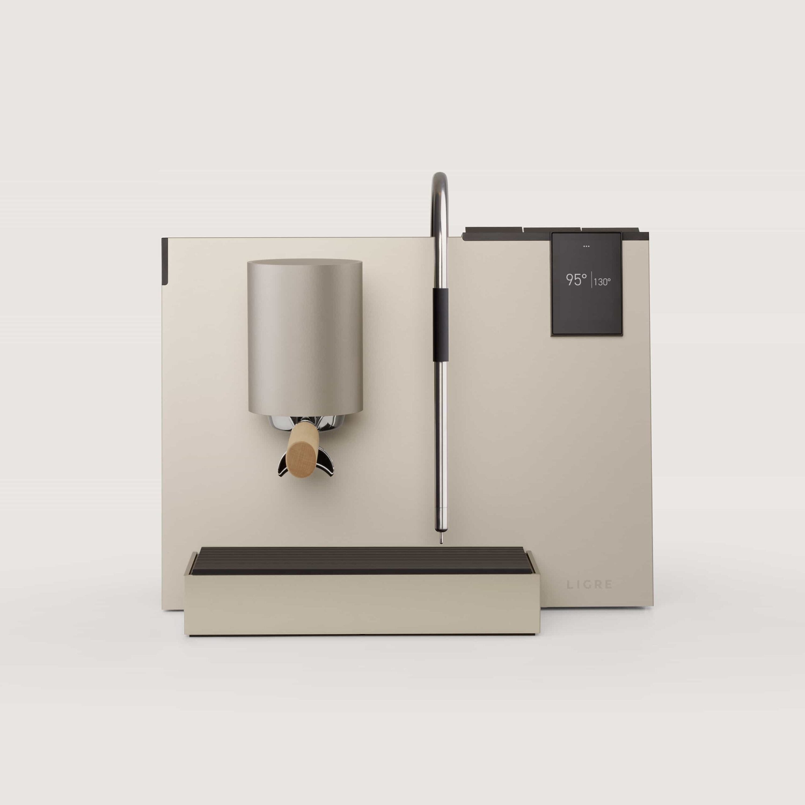 LIGRE youn Espressomaschine in silver-beige mit Siebträger und Tamper