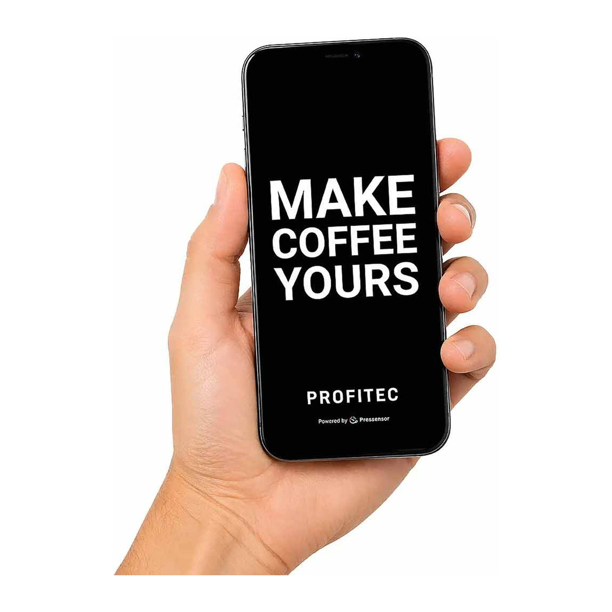 Smartphone mit der Make Coffee Yours App von Profitec zur Steuerung der MOVE 2.0