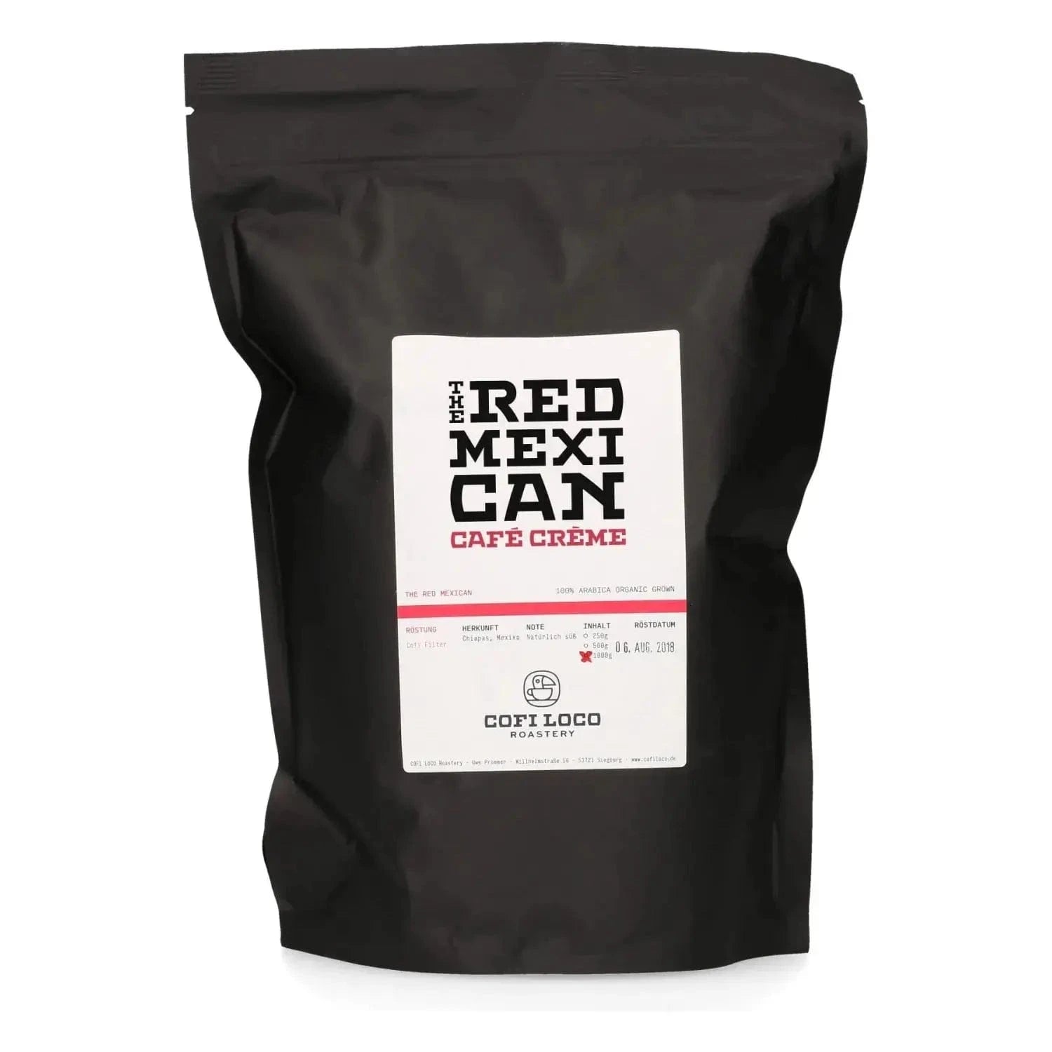 Cofi Loco Mexico Cafe Creme - 1000 Gramm Beutel Kaffee Cofi Loco - Rheinland.Coffee