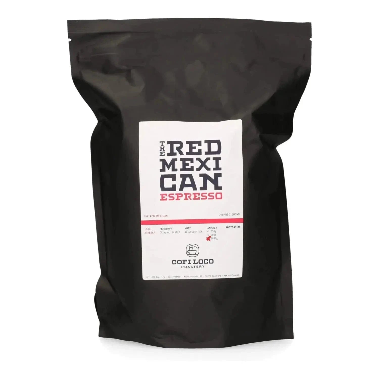 Cofi Loco Mexico Espresso - 1000 Gramm Beutel Kaffee Cofi Loco - Rheinland.Coffee