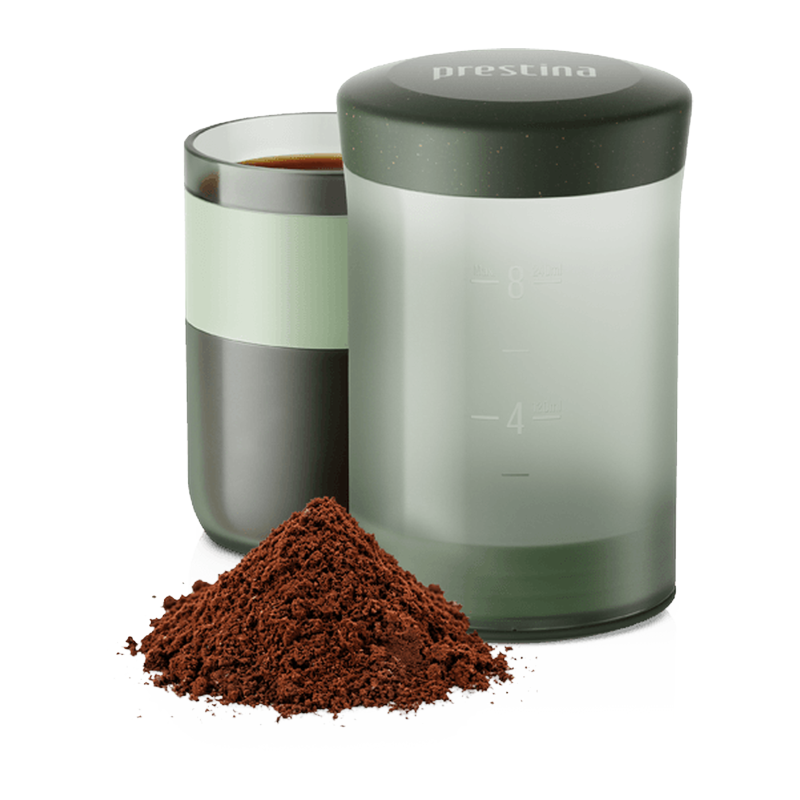 Wacaco Prestina Kaffeepresse in Sage Green, komplett zusammengesetzt