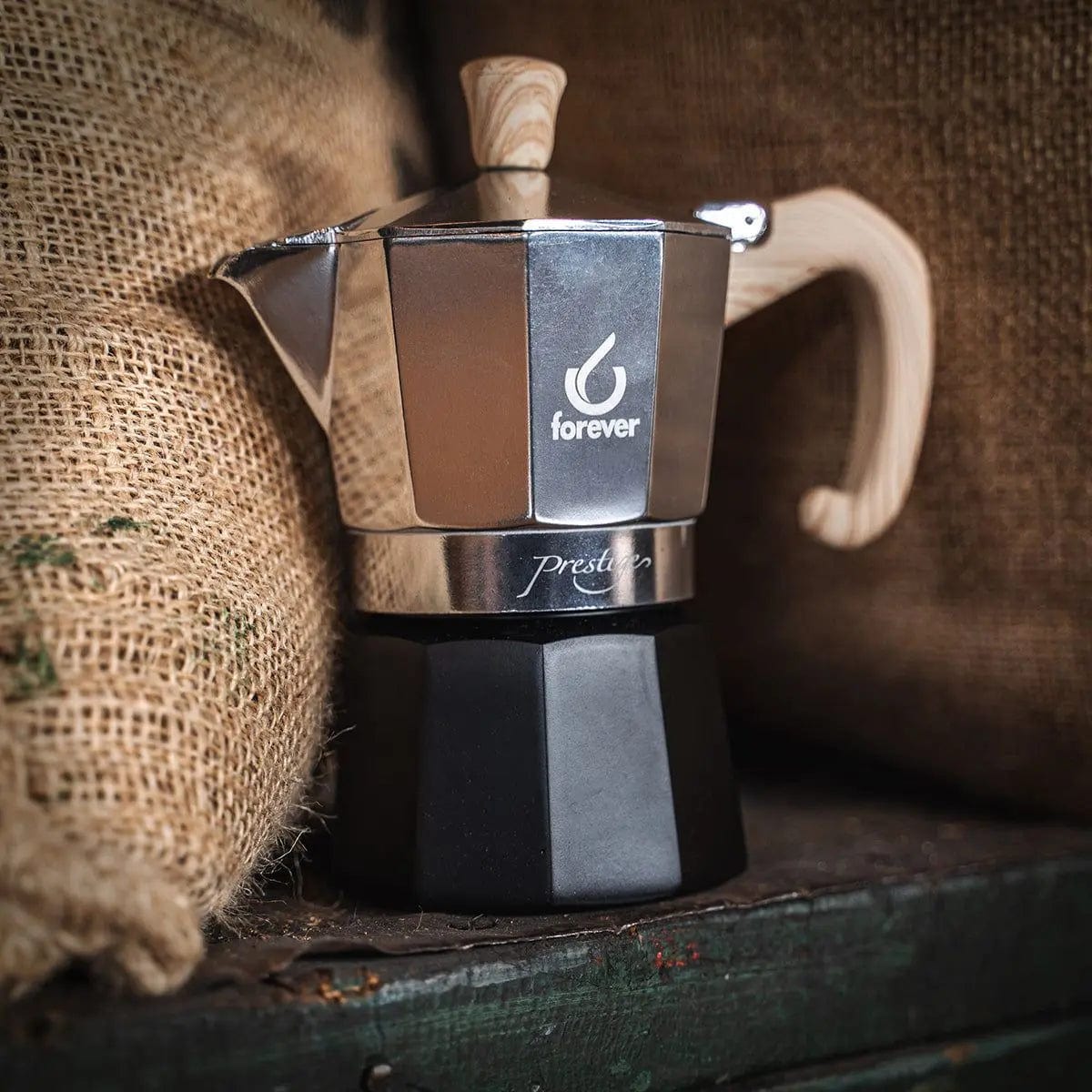 Moka Prestige Woody - Mokkakanne - Holzoptik und Aluminium 6