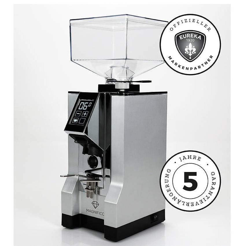 Eureka Mignon Magnifico - natur silber poliert - 16 CR Kaffeemühlen Eureka Grau   - Rheinland.Coffee