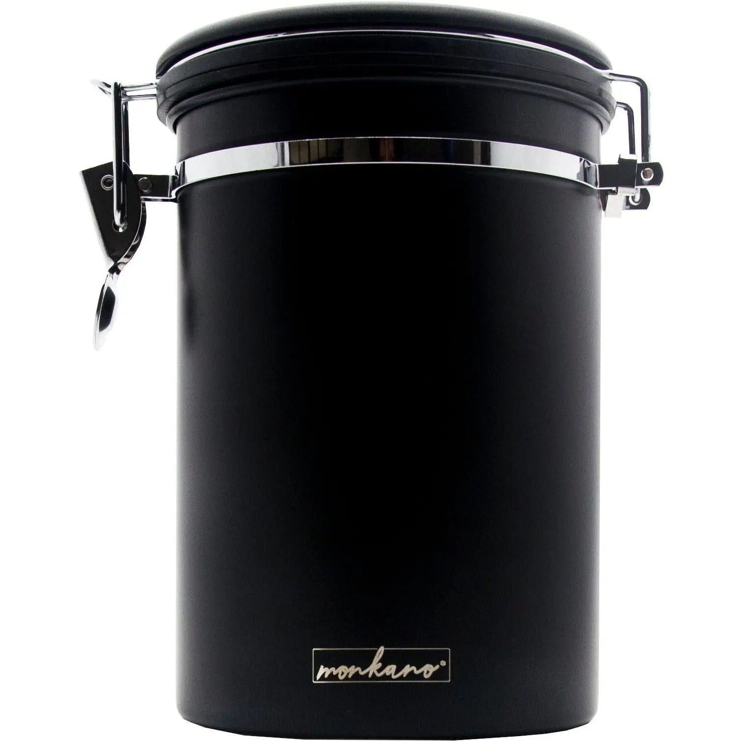 Kaffeedose "Monza" 850 ml Edelstahl schwarz mit Aromaventil monkano - Rheinland.Coffee