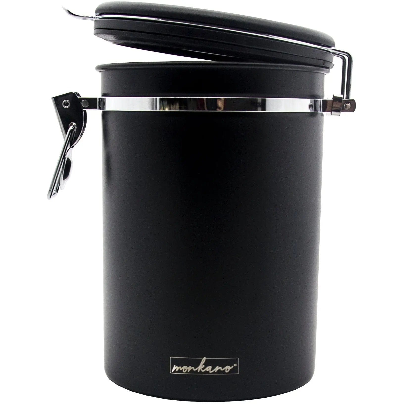 Kaffeedose "Monza" 850 ml Edelstahl schwarz mit Aromaventil monkano - Rheinland.Coffee