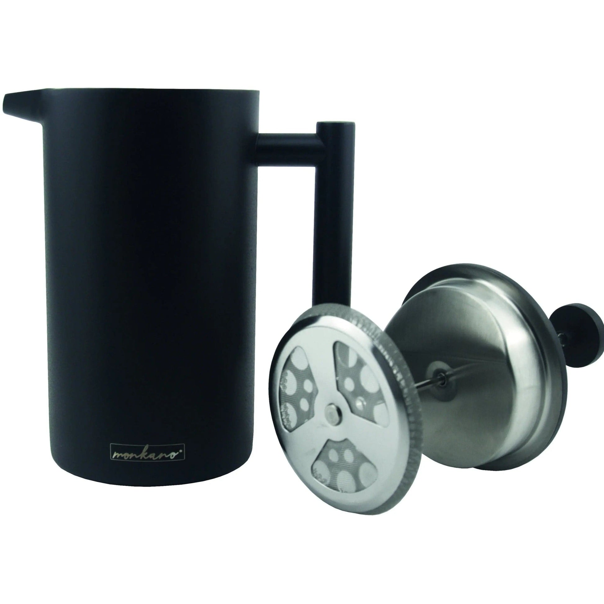 Pressstempelkanne "Monza" Edelstahl schwarz - Isolierfunktion 1000 ml French Press isoliert French Press monkano - Rheinland.Coffee